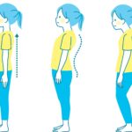 反り腰を含む3つの姿勢を横から見たイラスト。背骨のカーブの違いを比較している